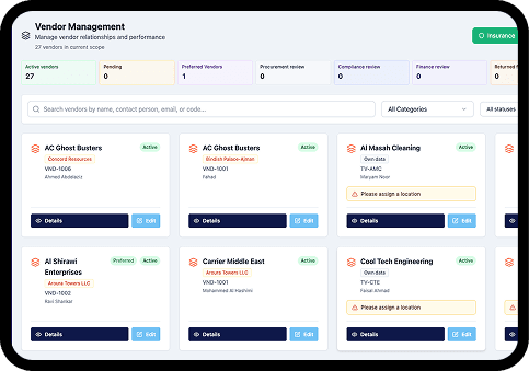 Contract, SLA & Vendors dashboard 2