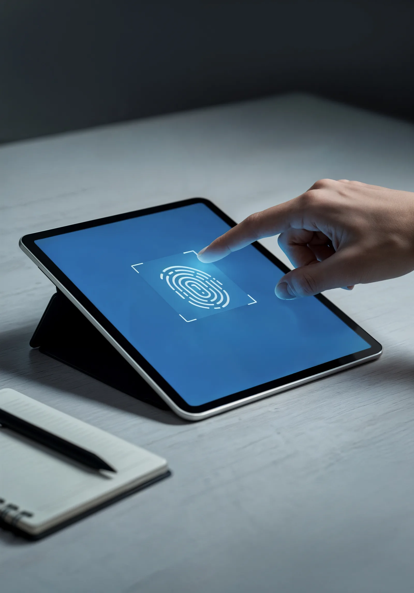 Fingerprint authentication on a tablet