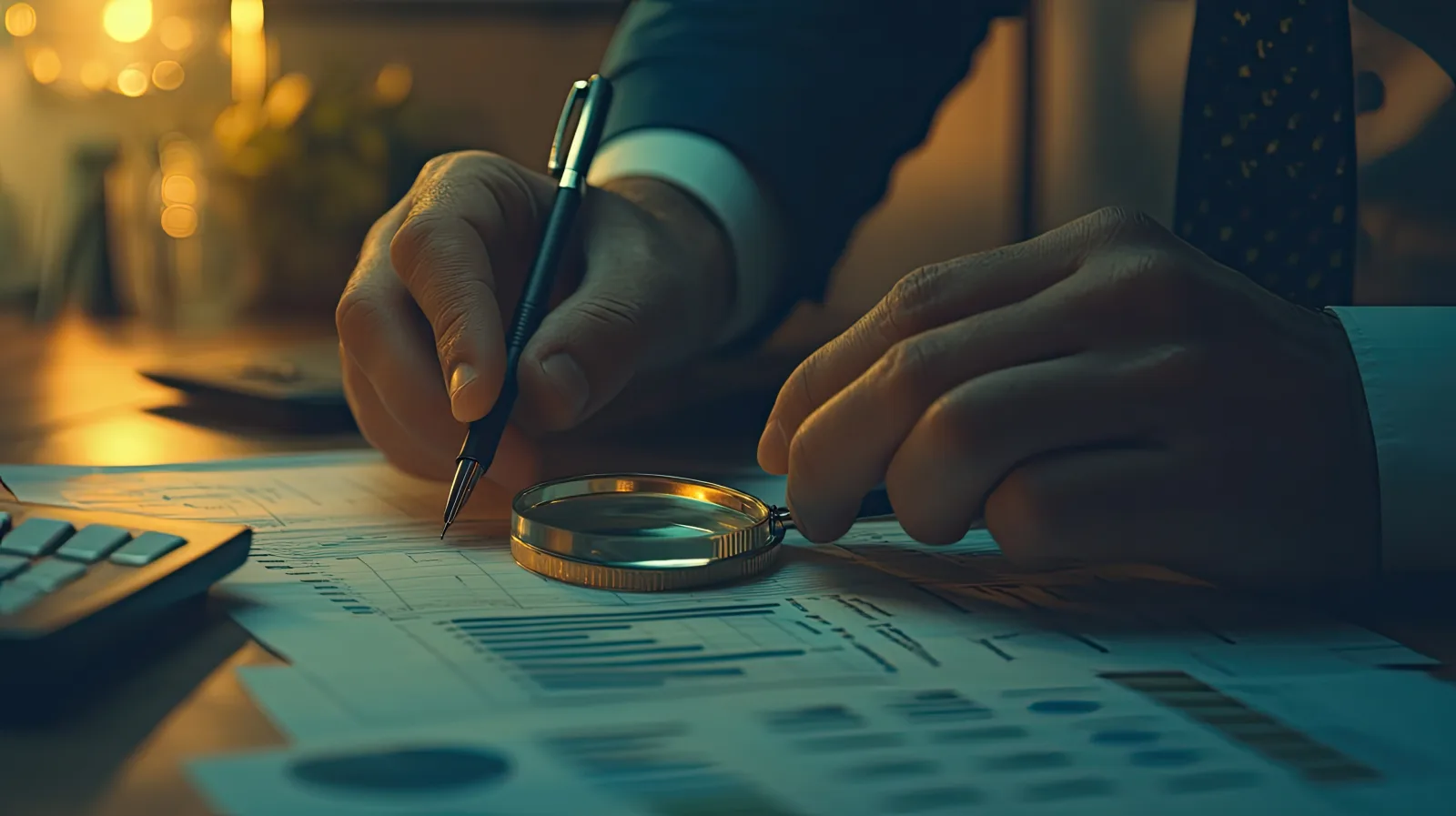Reviewing reports with a magnifying glass