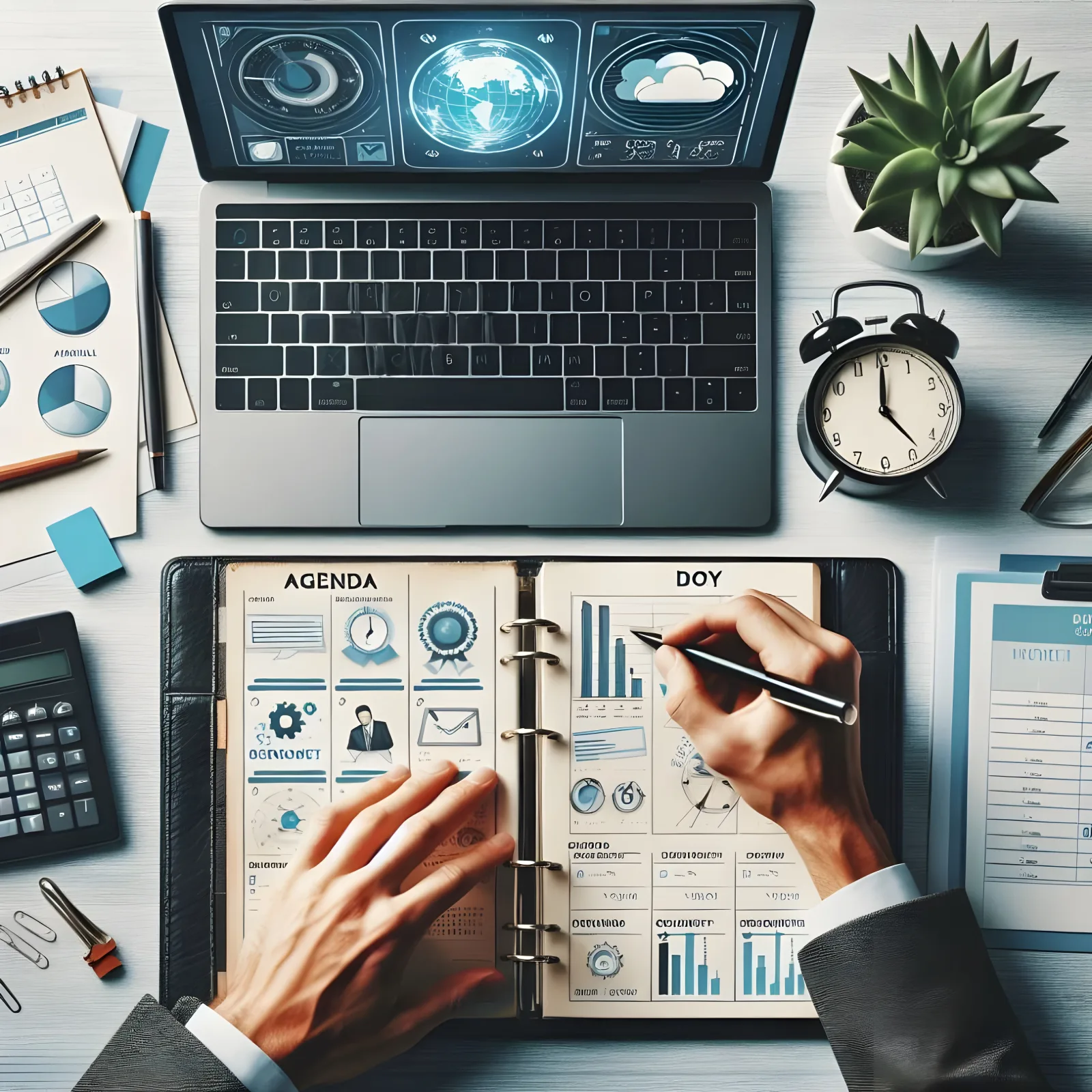 Operations dashboard and planner on a desk
