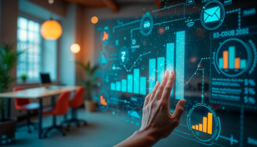 Data analytics dashboard with trend charts