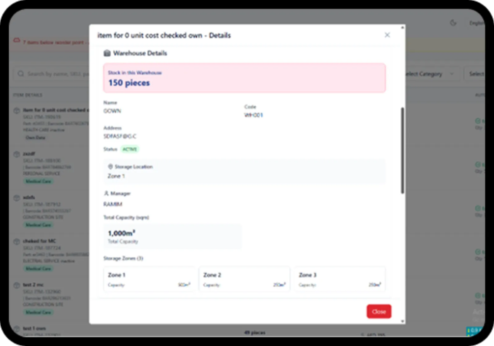 Inventory Management dashboard 1