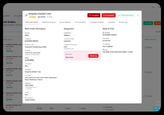 Work Orders Management dashboard 1