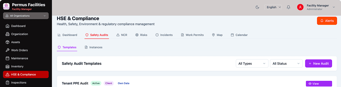 HSE and compliance dashboard